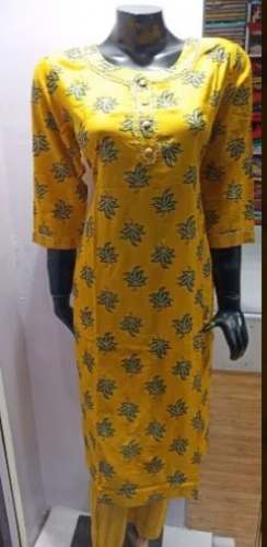 Trendy Yellow Rayon Printed Kurti For Women by Shristi Creation