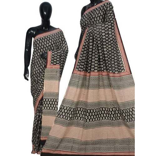 Ladies Hand Block Printed Cotton Saree by Annu Crafts