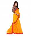 Plain Georgette Saree with Printed Blouse thumb 1
