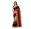 Red And Black Cotton Saree by Buyonn 