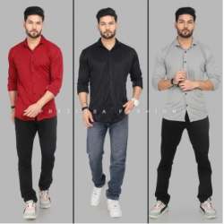 Plain Lycra Full Sleeves Men Shirts