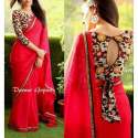 fancy-designer-plain-red-saree-for-women