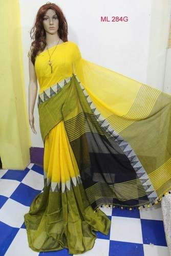New Arrival Yellow Pom Pom Saree For Women