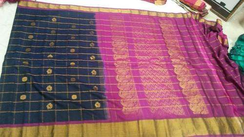 Gold Zari Print Gadwal Saree by Sree Tirumala Gadwal Saree House