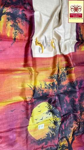 Digital Hand Printed Tussar saree by Yugamugi Silk House