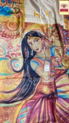 Tussar Hand printed Saree  by Yugamugi Silk House