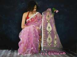 Stylish Pink Muslin Silk saree