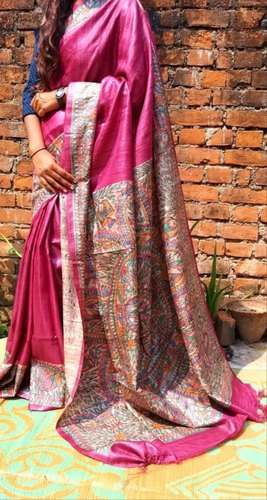 Designer Ghicha Hand Printed Saree