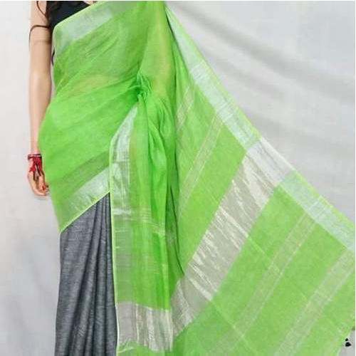 Designer Linen Silk Saree by Kukku Handloom