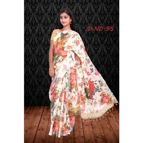 Designer Linen Saree For Ladies by R H Handloom