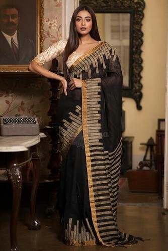 Fancy Linen Ghicha Silk Saree by m/s hussain handloom