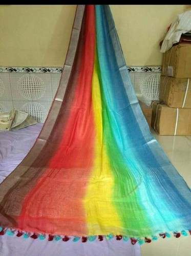 Fancy Linen Rainbow Saree by m/s hussain handloom