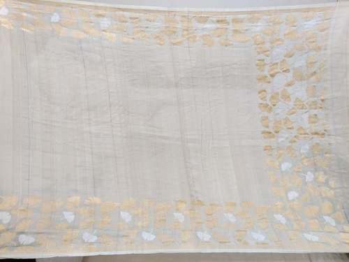 Dyeble white Tussar Silk Saree  by Meena Silk Centre