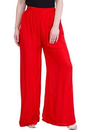 Red Casual wear Palazzo Pant by rohit fabric