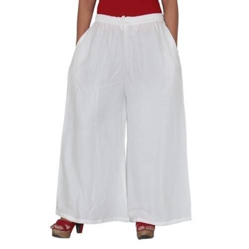 White Rayon Palazzo pant by rohit fabric