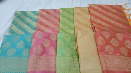 Unstitched cotton dress material  by Ismaily Silk S Sarees