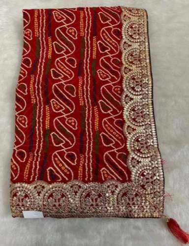 Jaipuri Red Bandhani Work Saree 