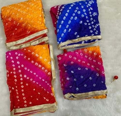 Multi Colot Tapeta Silk Bandhani Dupatta  by Goyal Fashions