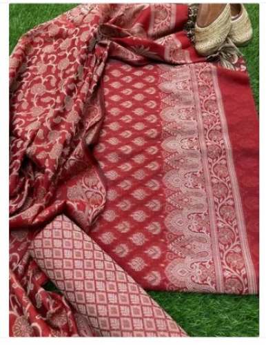 Banarasi Silk Unstitched Suit by Priyum