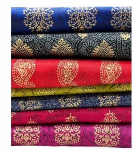 Gold Printed Unstitched Cotton Suit