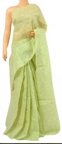 Pista Green Chikan Kota Saree by P Creation by P Creations