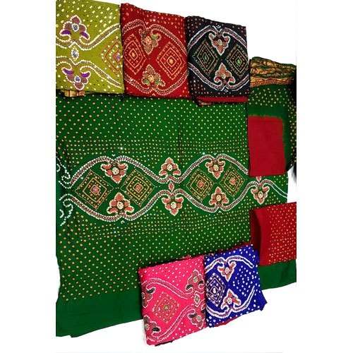 Bandhani Dress Material With Hand  Work 