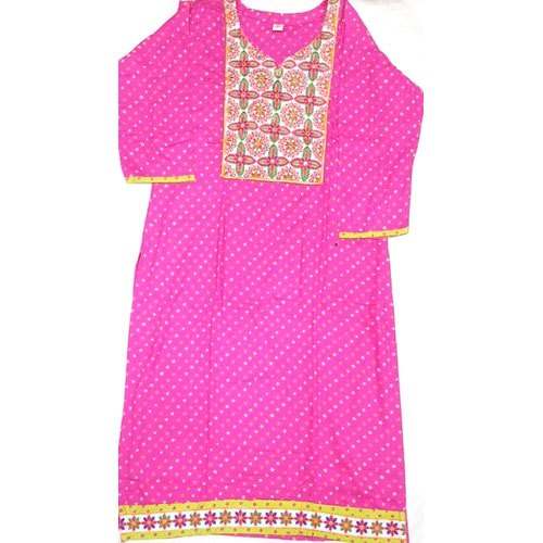 Daily Wear Rayon Bandhani Kurti  by Shyama Bandhani Centre