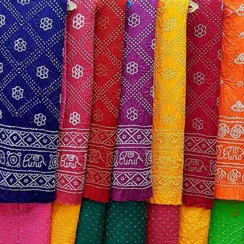 Multi Color Printed Bandhani Dress Material 