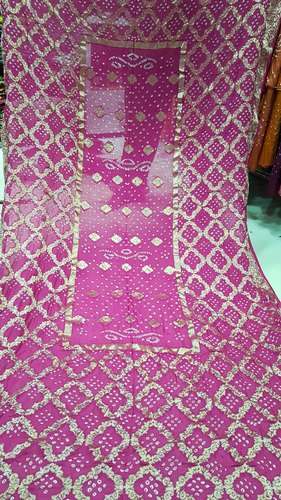 Pink Designer Bandhani Dupatta  by Shyama Bandhani Centre