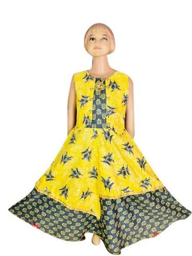 Jacket Style Kids Sleeveless Gown  by Y Tulsi Garments