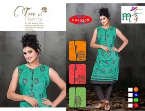 chanderi embroidery Rayon Casual Wear Kurtis by Mittal Fashion