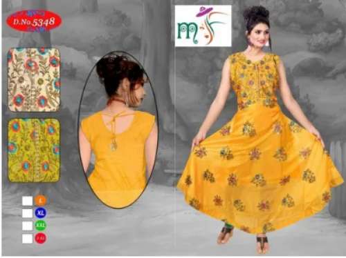 Silk anarakali Cotton Party Wear Embroidery Work Kurtis by Mittal Fashion