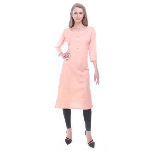 Designer Peach Plain Kurti by Vamshi Creations