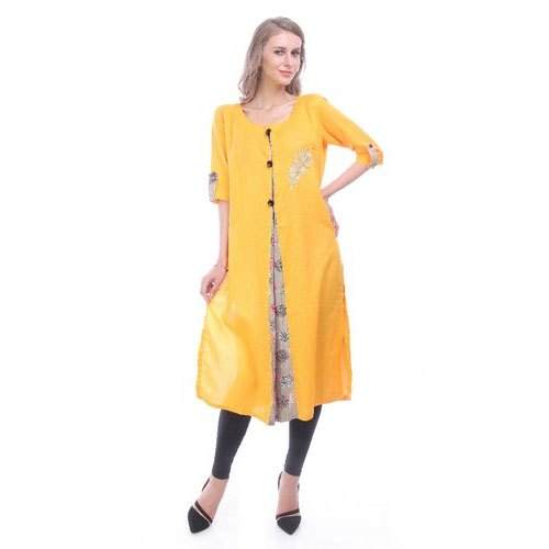 Designer Yellow Jacket Style Kurti by Vamshi Creations