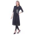 Plain One Side Work Casual Black Kurti