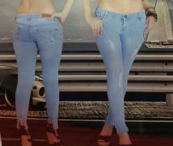 Sky Blue Ladies Ankle Jeans