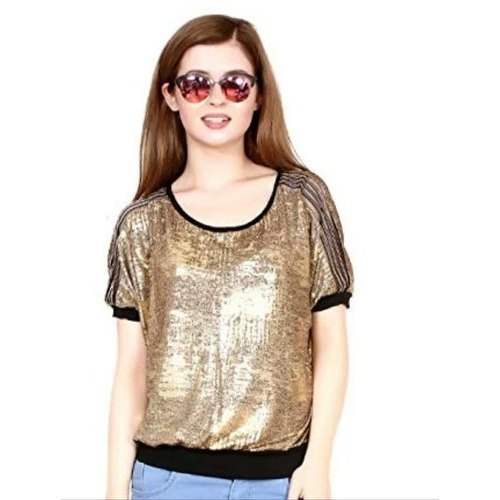 Girls Stylish Golden Top  by M.R.ENTERPRISES