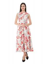 Digital Floral Printed Maxi Western Dress