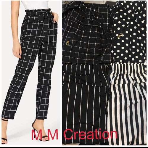 Stylish Checkerd Cotton Ladies Trouser  by M M Creation