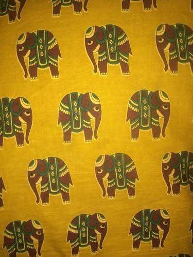 Kalamkari Elephant Printed Fabric  by Cotton Crafts