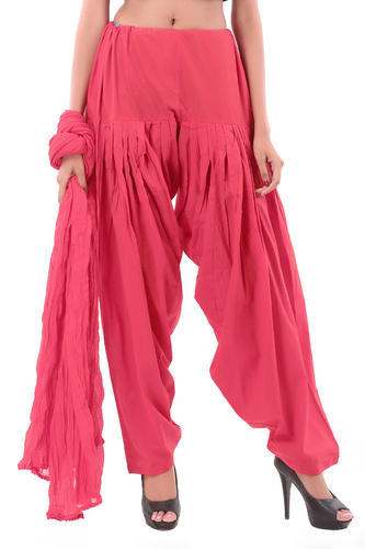 Pink Plain Patiala Salwar Pant by Cotton Crafts