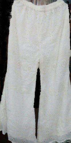 Fancy White Chikan Cotton Palazzo