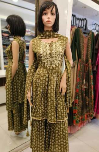 Mehendi Printed Ready Made Suit  by Charming