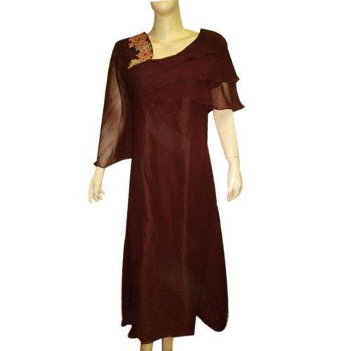 Long Gown Style Muslin Maroon Kurti  by Prince Apparels