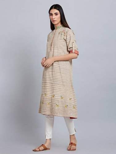 Formal wear Embroidered Khadi Kurti  by Paniharee