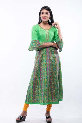 Stylish Cotton Printed Frock Style kurti  by Madhav Industries