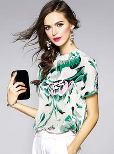 Floral Print Silk Top  by Fashion & The City