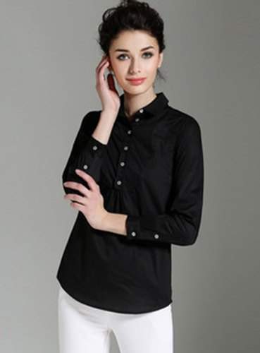 Plain Black Ladies Shirt  by Fashion & The City