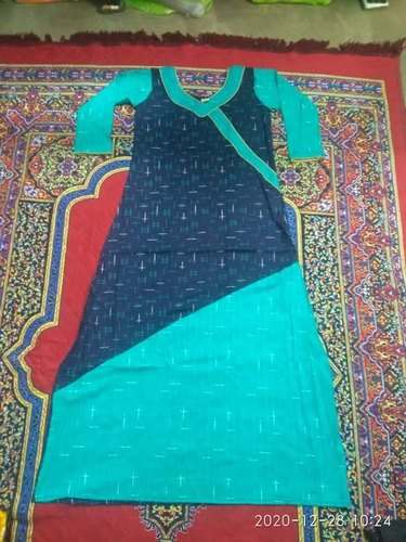 Sky Blue Cotton Printed Nighty 
