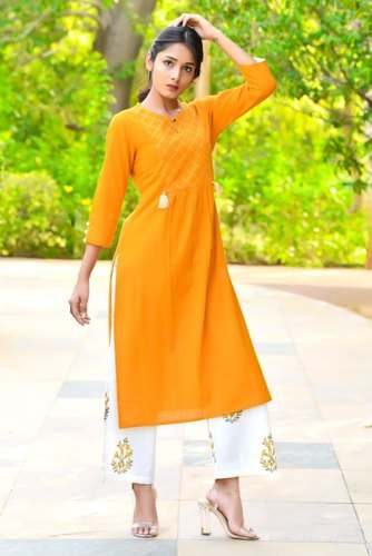 Jaipuri Cotton Kurti Palazzo Set  by Shiv Ali Creation